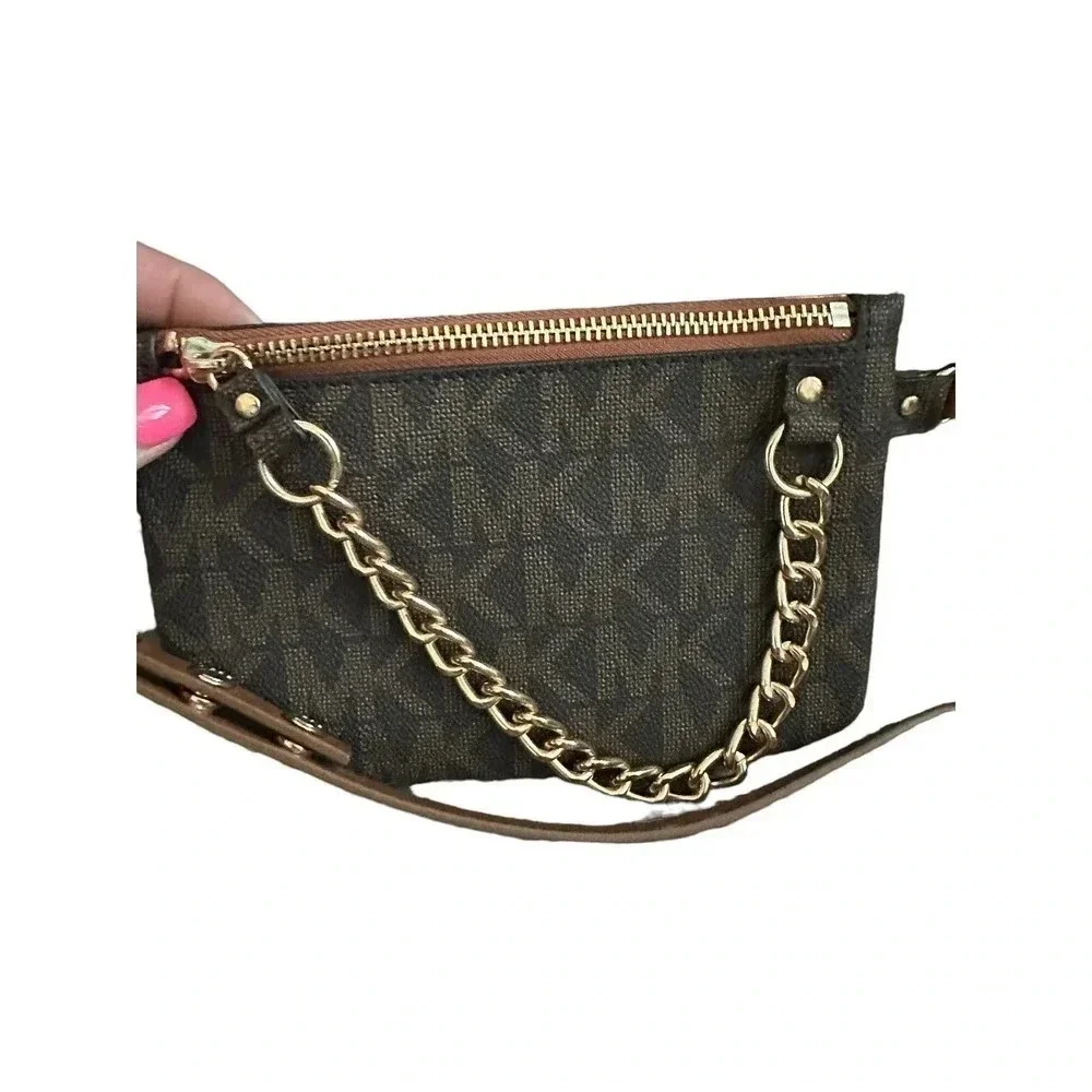 Michael Kors MK Signature Women's Brown Leather purse Bag